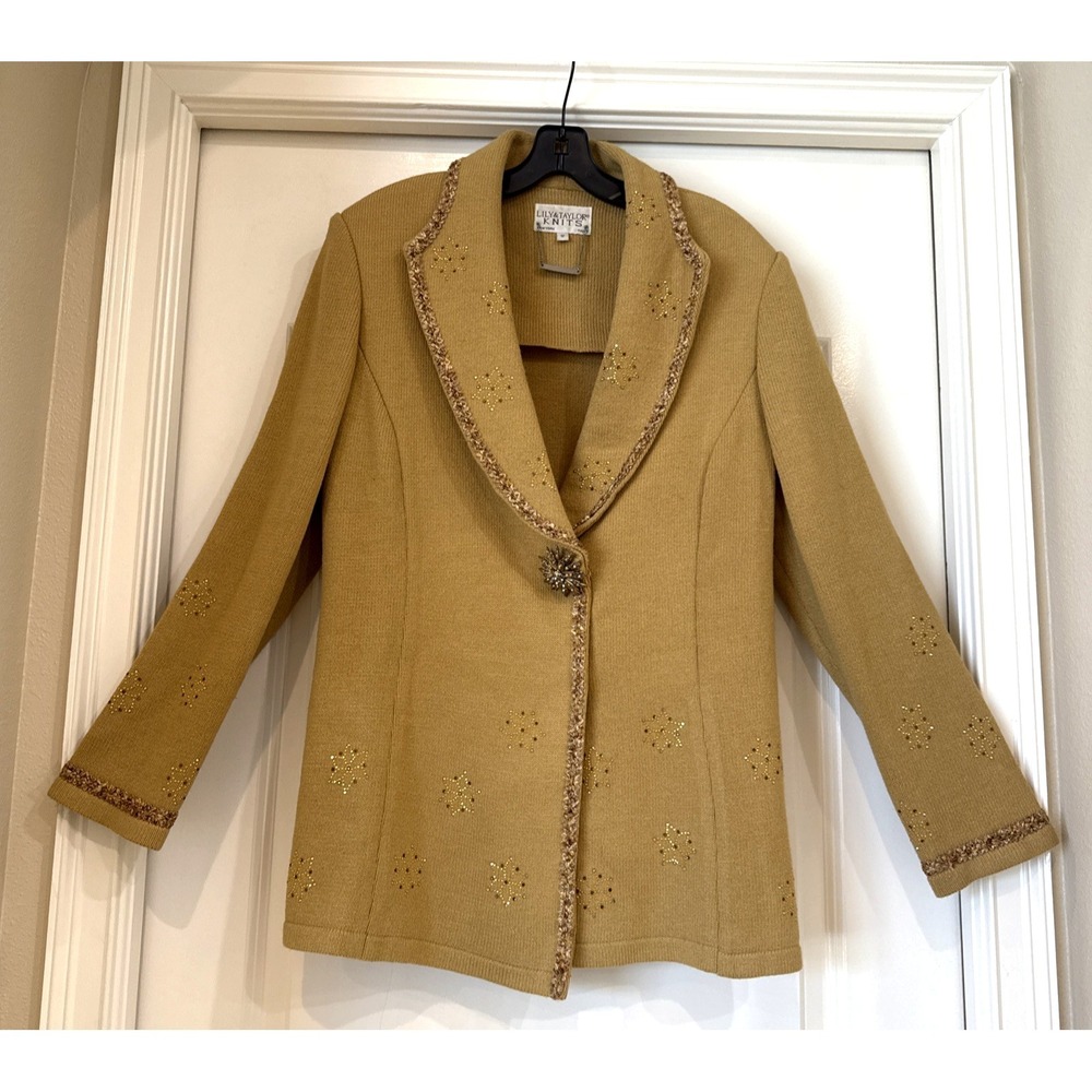 VTG LILY‎ & TAYLOR BROWN BLING BUTTONED FITTED FORMAL BLAZER JACKET SZ 12 CAREER